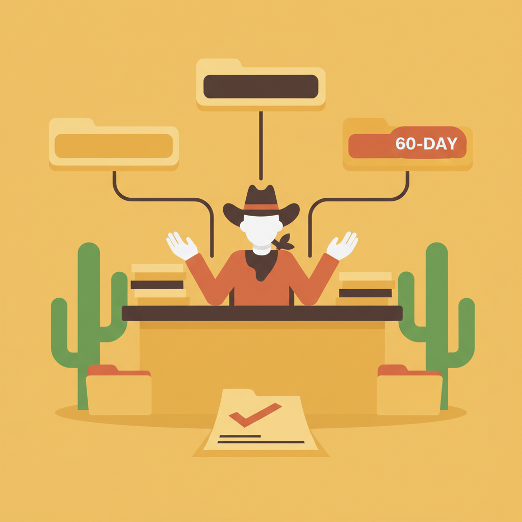 Invoice with a red mismatch stamp connected by tangled lines to account buckets, analyst at a paper-covered desk.