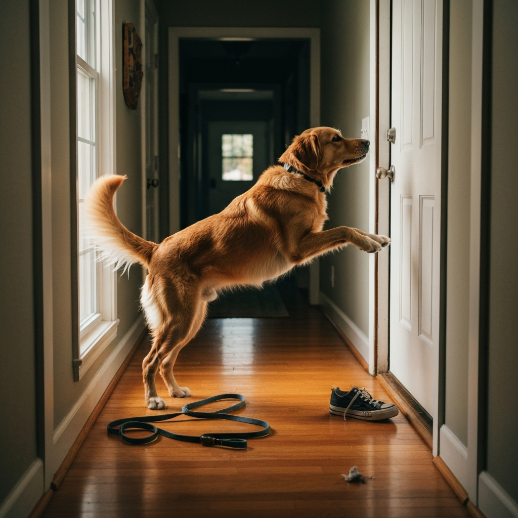 Illustrated diagram showing common dog behavior issues and categories.
